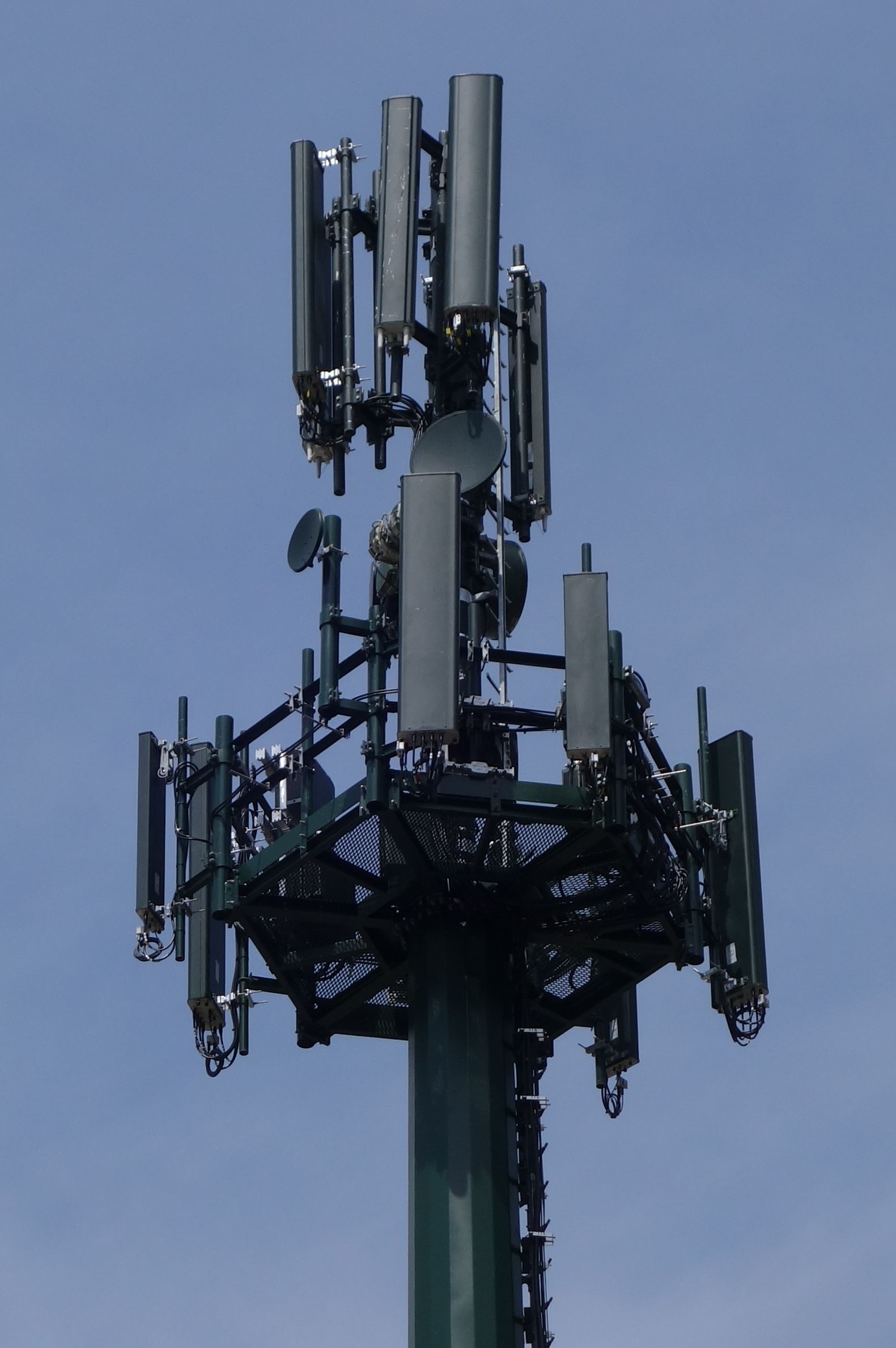 Der neue Masten mit den Antennen von Vodafone und Tim im Juli 2019. Der alte wurde inzwischen abgebaut.